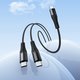 USB кабель Hoco X123, USB тип-C, 2xUSB тип-C, 100 см, 3 A, черный, в нейлоновой оплетке, #6942007663595 Превью 3