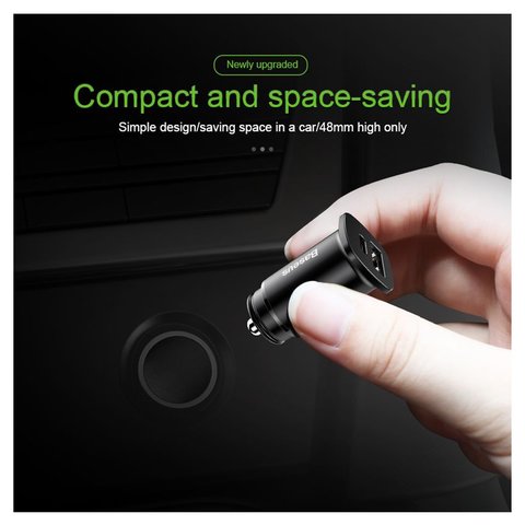 Car Charger Baseus PPS Car Charger, (black, Quick Charge, 30 W, 2 outputs, 12-24 V) #CCALL-AS01 Preview 1