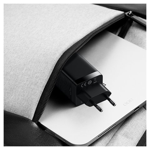 Сетевое зарядное устройство Baseus GaN3 Pro, 65 Вт, Quick Charge, черный, c кабелем USB тип-C к USB тип-C, 3 порта, #CCGP050101 Превью 2
