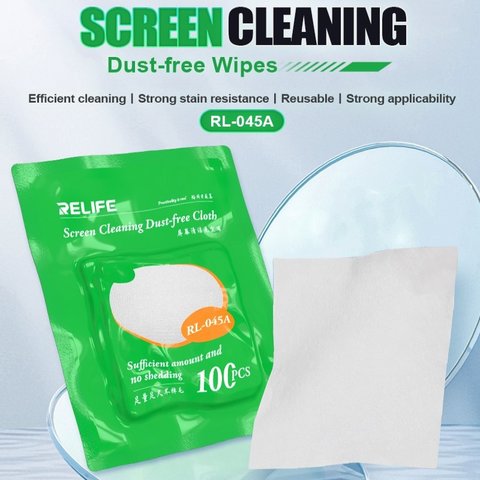 Microfiber Cloth RELIFE RL-045A, (for dust and fingerprints removing, 100 pcs., 100*100 mm) Preview 1