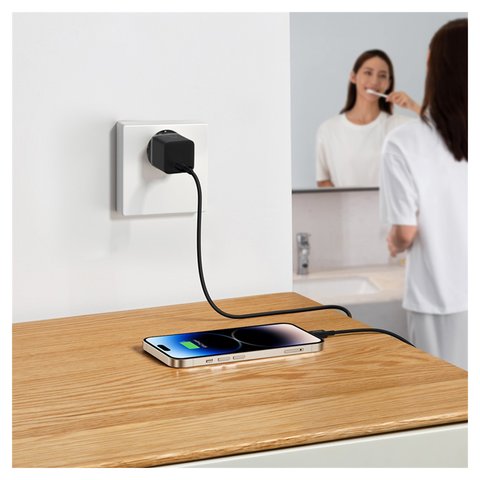 Adaptador de red Baseus GaN5 mini, 20 W, Fast Charge, negro, 1 puerto, #CCGN050101 Vista previa  1