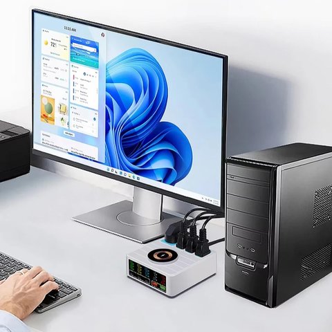 Adaptador de red Kingmax WLX-H13, 140 W, Wireless Charge, Quick Charge, Power Delivery (PD), con un zócalo, 5 puertos, 10 in 1 Vista previa  5