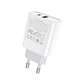 Мережевий зарядний пристрій Hoco C80A, 20 Вт, Quick Charge, Power Delivery (PD), білий, без кабеля, 2 порта, #6931474740519 Прев'ю 1