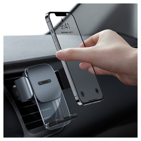 Автомобільний тримач Baseus Easy Control Clamp, чорний, на дефлектор, вакуумний присос, #SUYK000001 Прев'ю 2