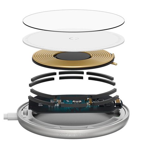 Беспроводное зарядное устройство Baseus Simple Mini Magnetic, Power Delivery (PD), белое, USB тип-C, стекло, пластик, металл, 15 Вт, c кабелем, магнитное, #WXJK-F02 Превью 3