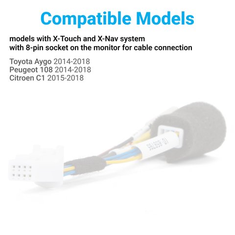 Задняя камера для Toyota Aygo Citroen C1 Peugeot 108 в комплекте с кабелем 8 пинов для подключения Превью 1