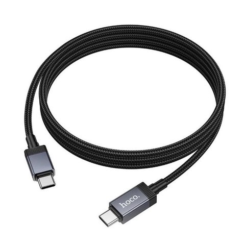 USB кабель Hoco X118, 2xUSB тип-C, 100 см, 60 Вт, чорний, з цифровим індикатором зарядки, в нейлоновому обплетенні, #6942007655095 Прев'ю 1