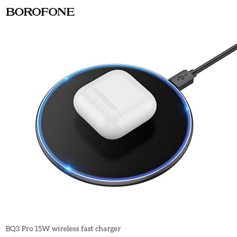 Безпровідний зарядний пристрій Borofone BQ3 Pro, Power Delivery (PD), чорне, USB тип-C, 15 Вт, #6974443380583 Прев'ю 2